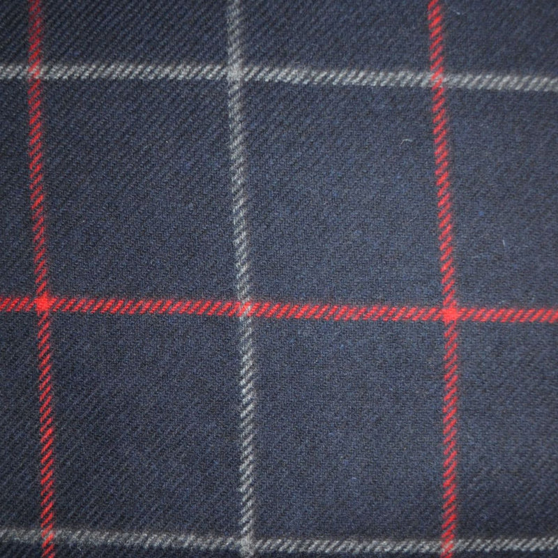 Bright Navy Blue with Silver & Red Windowpane Check All Wool British Tweed - 2.00 Metres