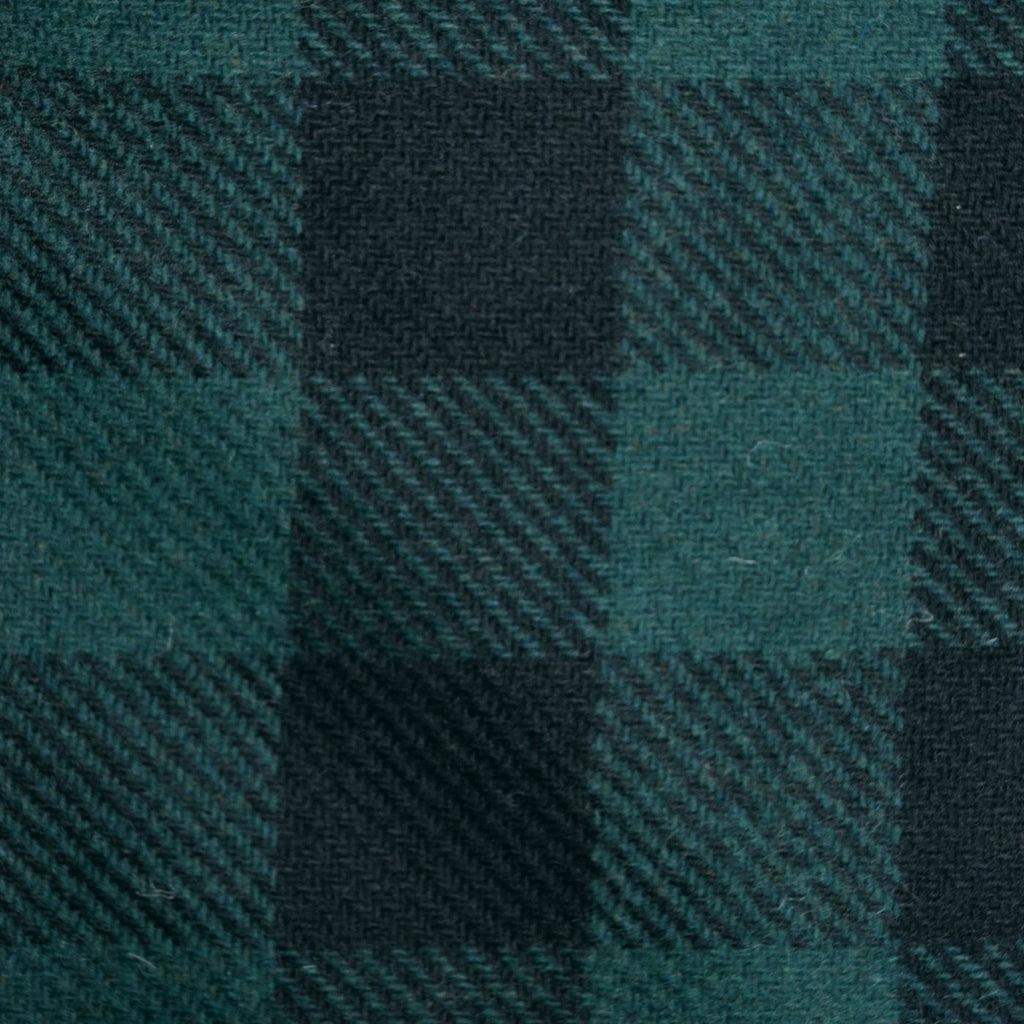Navy Blue and Bottle Green Block Check All Wool British Tweed - 2.00 Metres