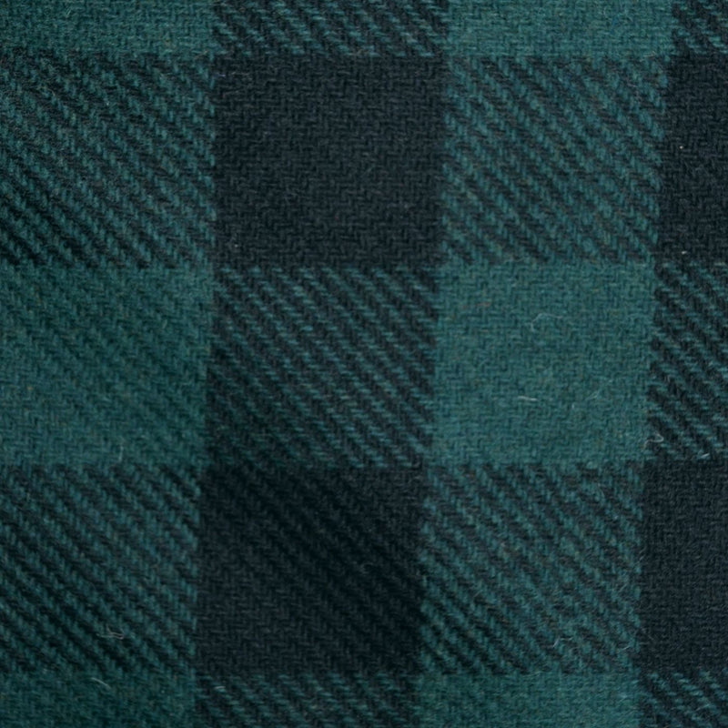 Navy Blue and Bottle Green Block Check All Wool British Tweed - 2.00 Metres