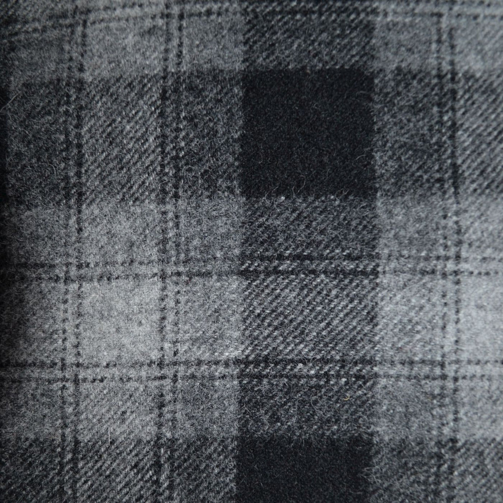 Light Grey, Dark Grey and Black Plaid Check All Wool Tweed - 90cms