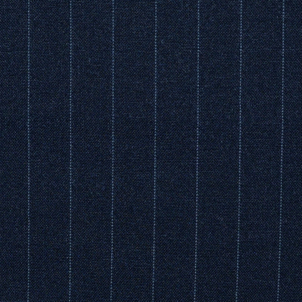Navy Blue Pinstripe Poly/Wool/Lycra Blend Suiting - 3.50 Metres