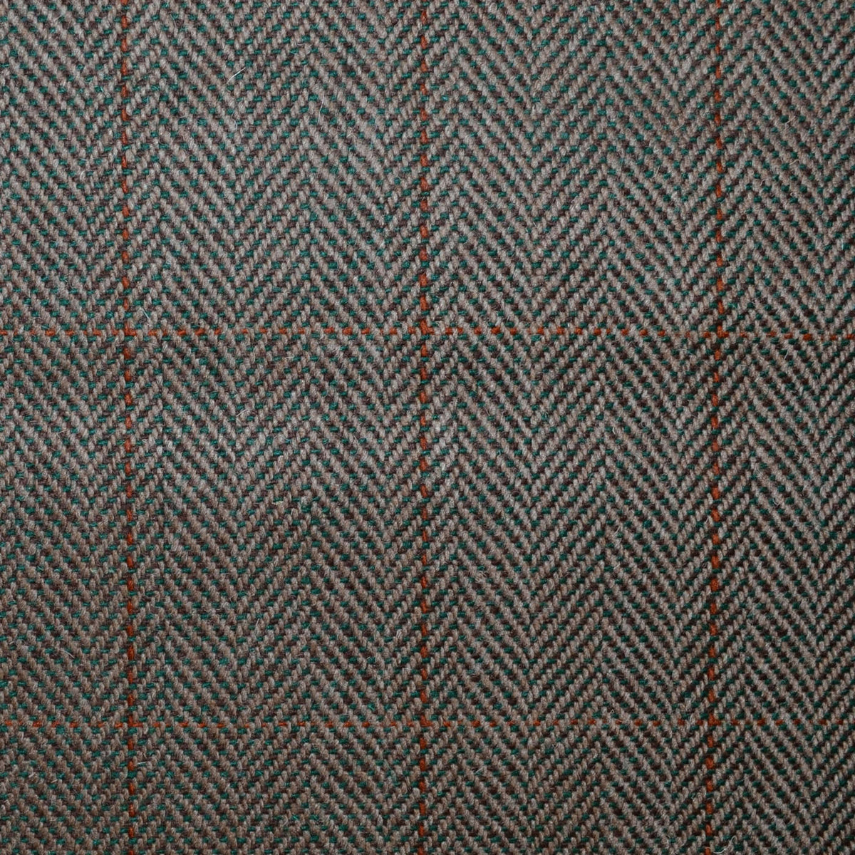 Green and Brown Herringbone Check All Wool Estate Tweed - 1.60 Metres
