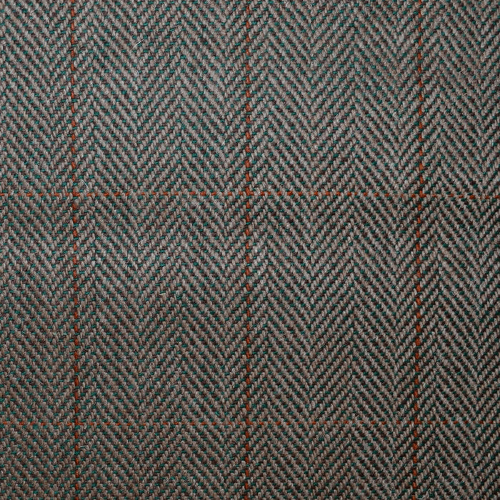 Green and Brown Herringbone Check All Wool Estate Tweed - 1.60 Metres