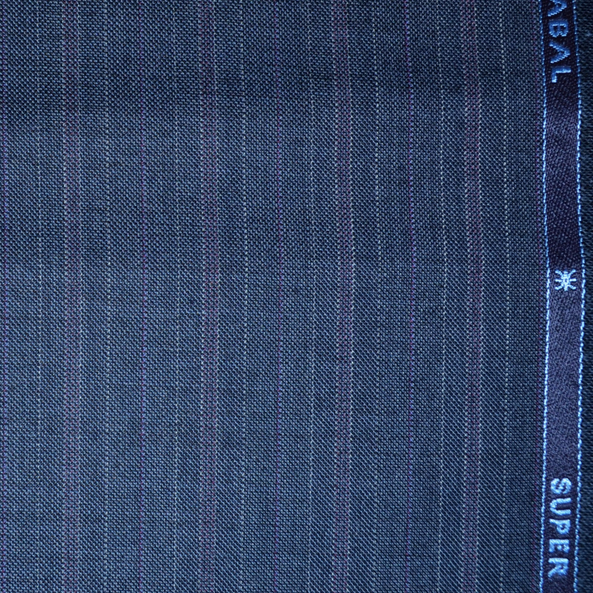 Medium Blue with Muted Red Fancy Stripe Super 120's All Wool Super 120's Suiting by Scabal - 1.40 Metres