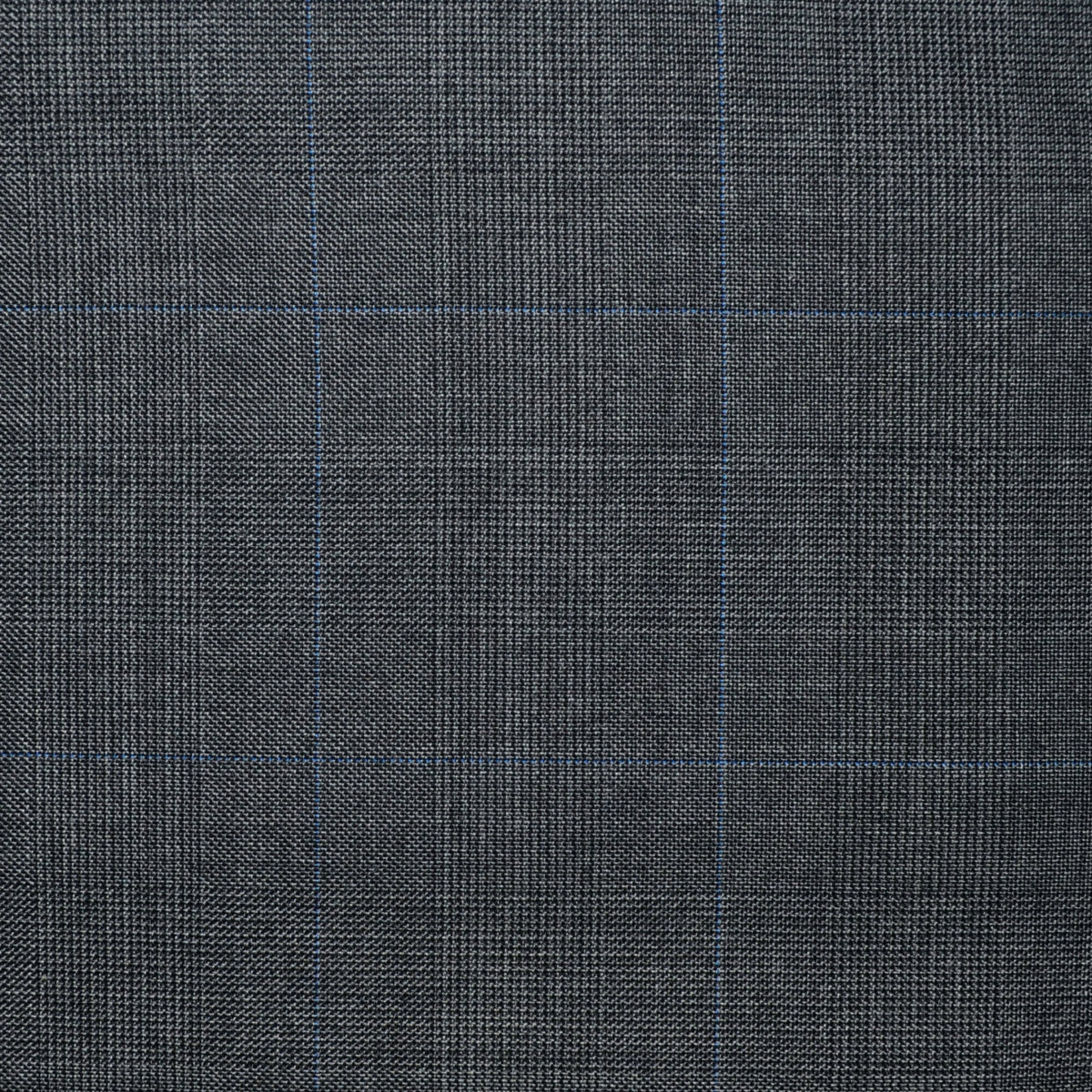 Dark Grey Prince of Wales with Blue Check Super 120's All Wool Suiting - 3.50 Metres
