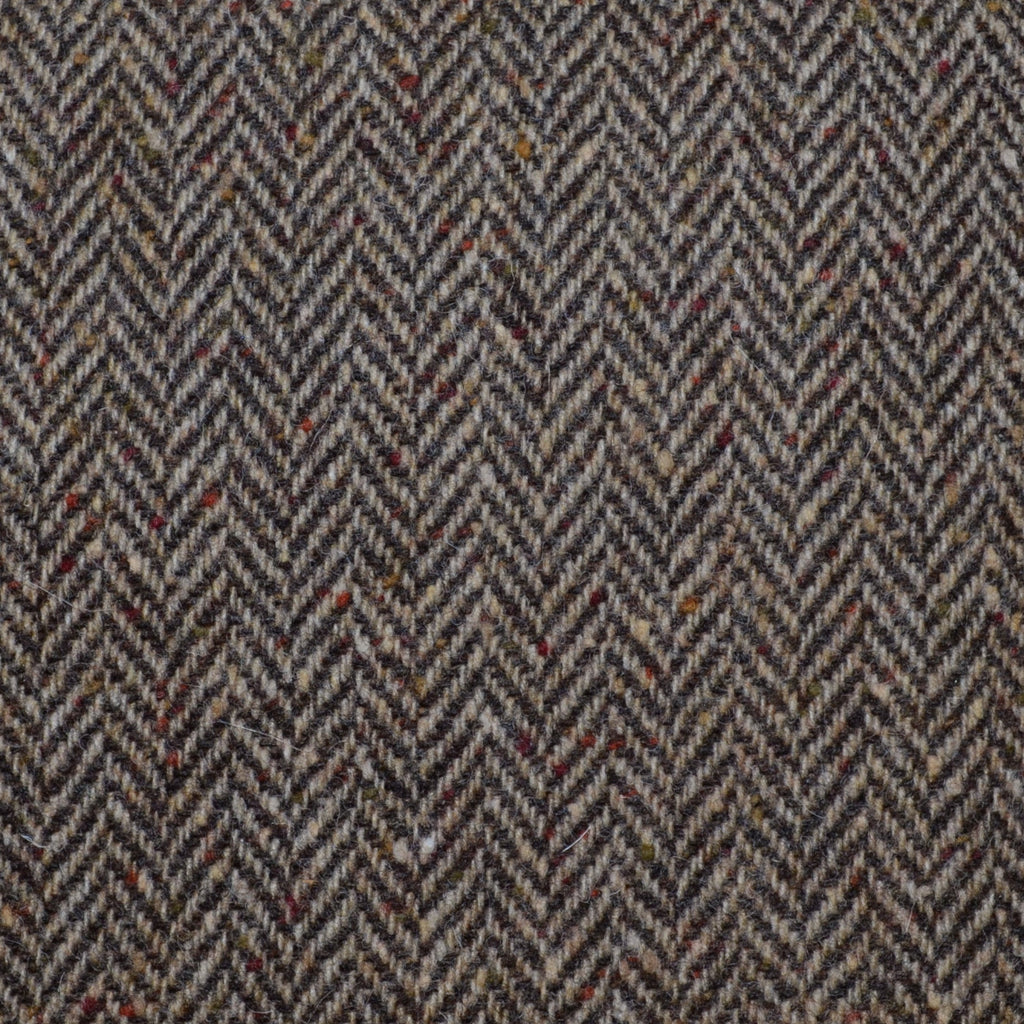 Light Brown and Dark Brown Herringbone All Wool Irish Donegal Tweed - 2.20 Metres