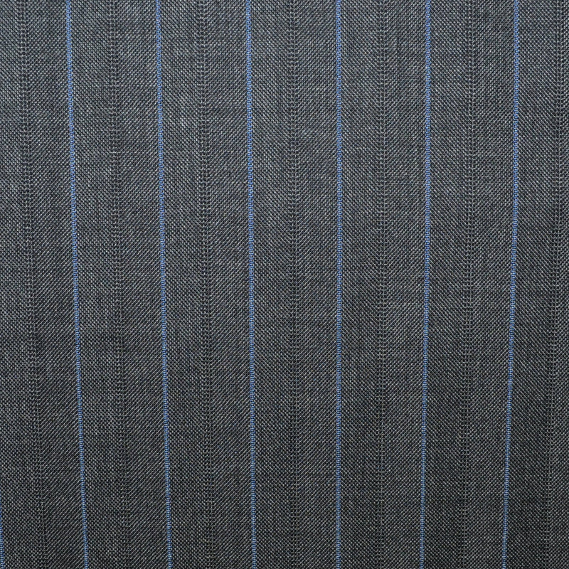 Medium Grey with Blue Fancy Stripe Super 150's All Wool Suiting - 4.90 Metres