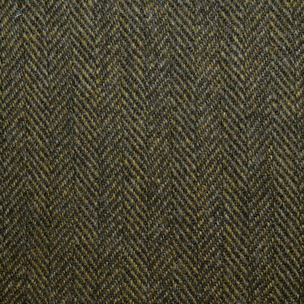 Brown and Moss Green Herringbone Shetland Tweed - 2.20 Metres