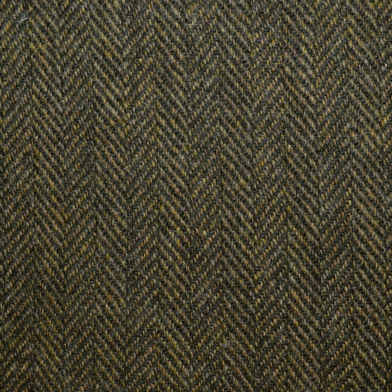 Brown and Moss Green Herringbone Shetland Tweed - 2.20 Metres