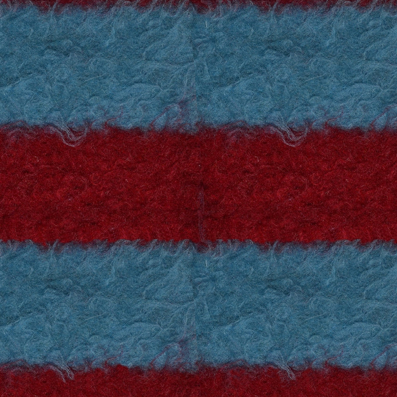 Light Blue and Claret Stripe Boiled Wool Blend Italian Coating - 2.00 Metres