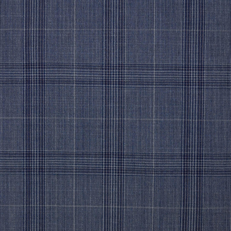 Medium Blue Glen Check Super 120's Wool Italian Suiting - 3.50 Metres