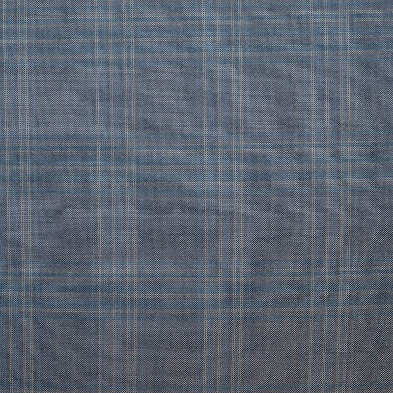 Medium Blue/Grey/Brown with Light Blue Plaid Check Super 120's Wool Italian Suiting - 3.50 Metres