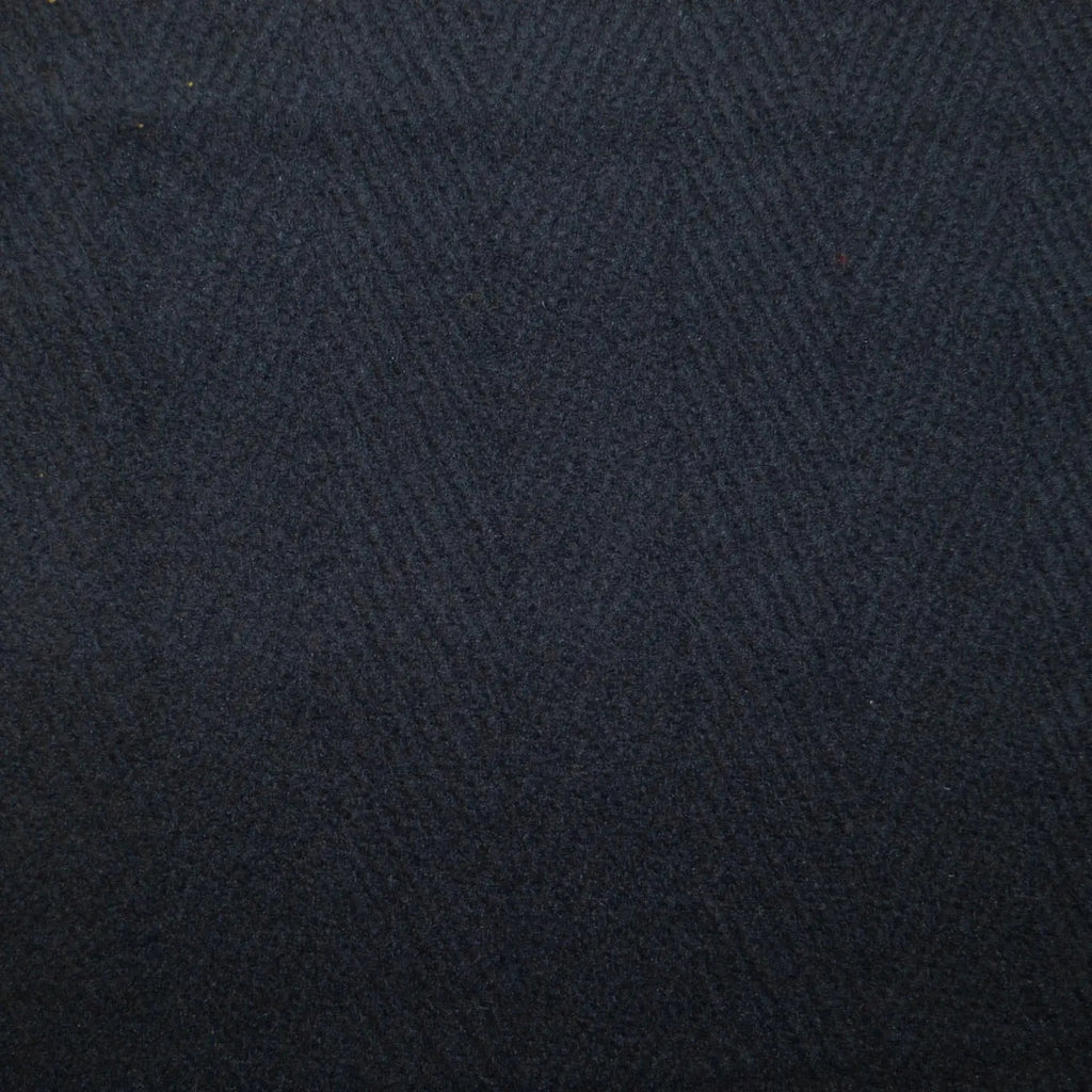 Dark Navy Blue Herringbone Wool Blend Heavy Duffle Coating - 2.00 Metres