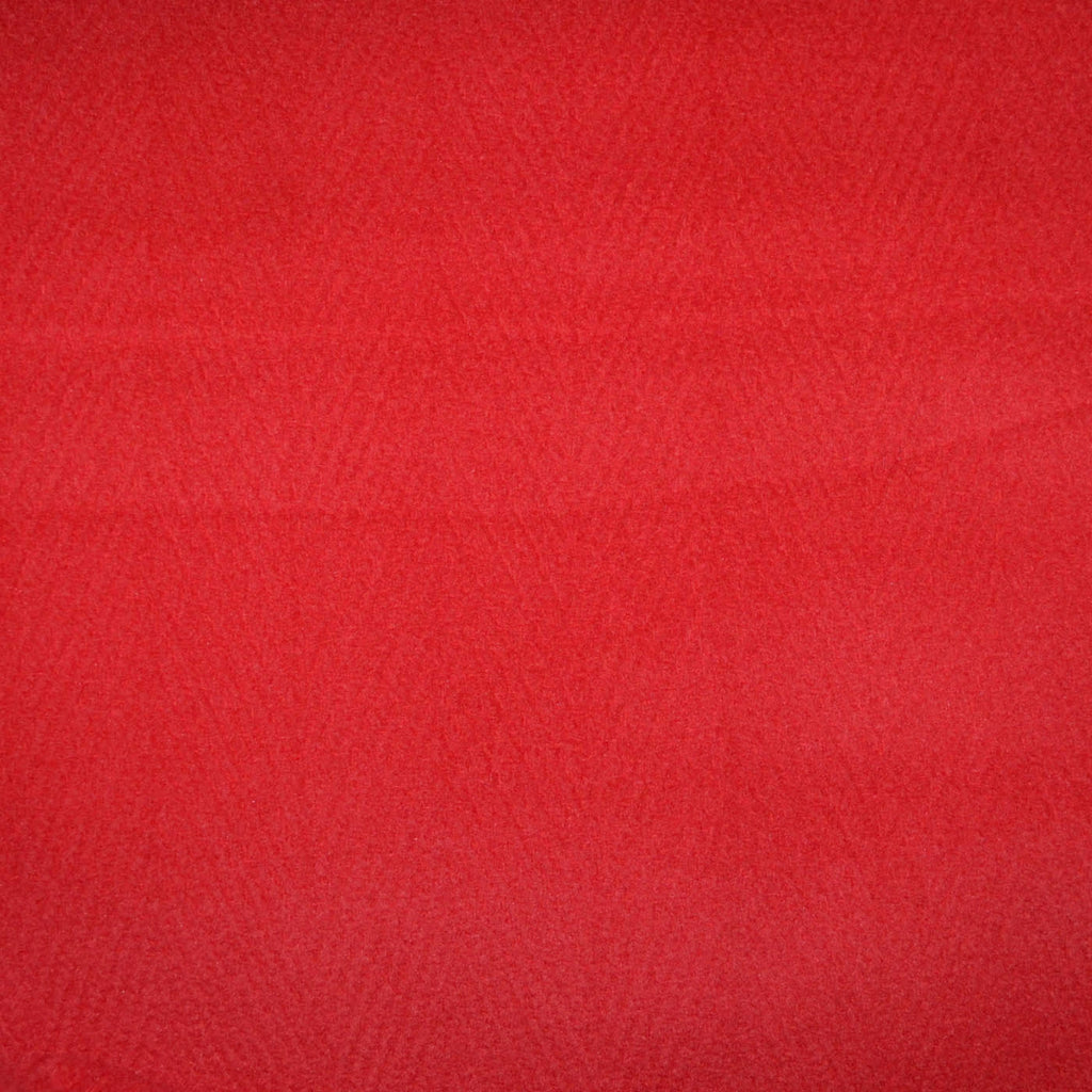 Bright Red Wide Herringbone Wool Blend Heavy Duffle Coating