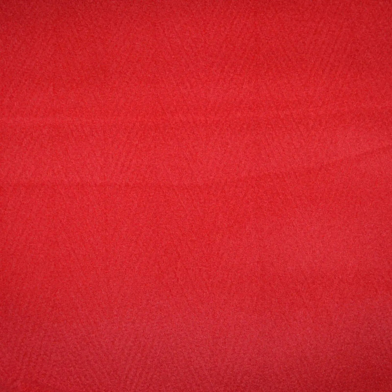 Bright Red Wide Herringbone Wool Blend Heavy Duffle Coating