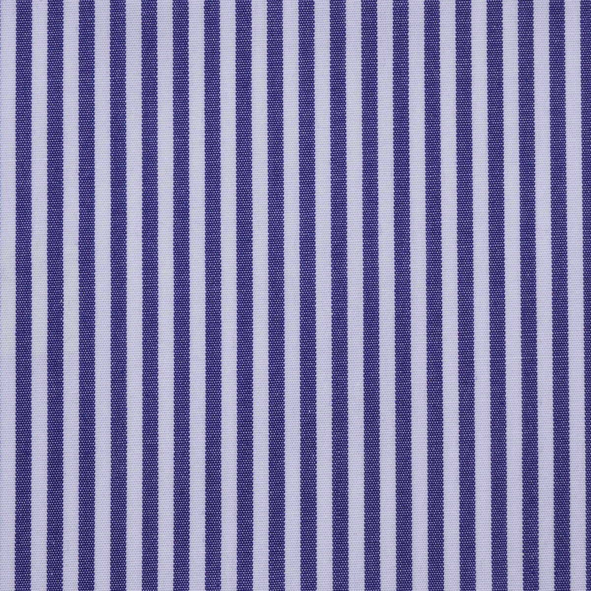 Dark Blue and White Bengal Stripe Cotton Shirting