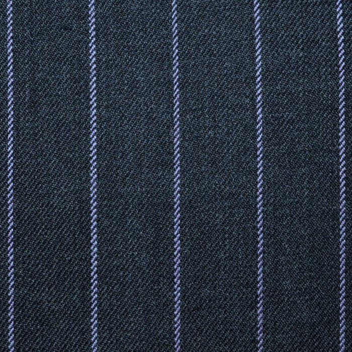 Dark Grey with Lilac Chalk Stripe Super 100's All Wool Suiting By Holland & Sherry