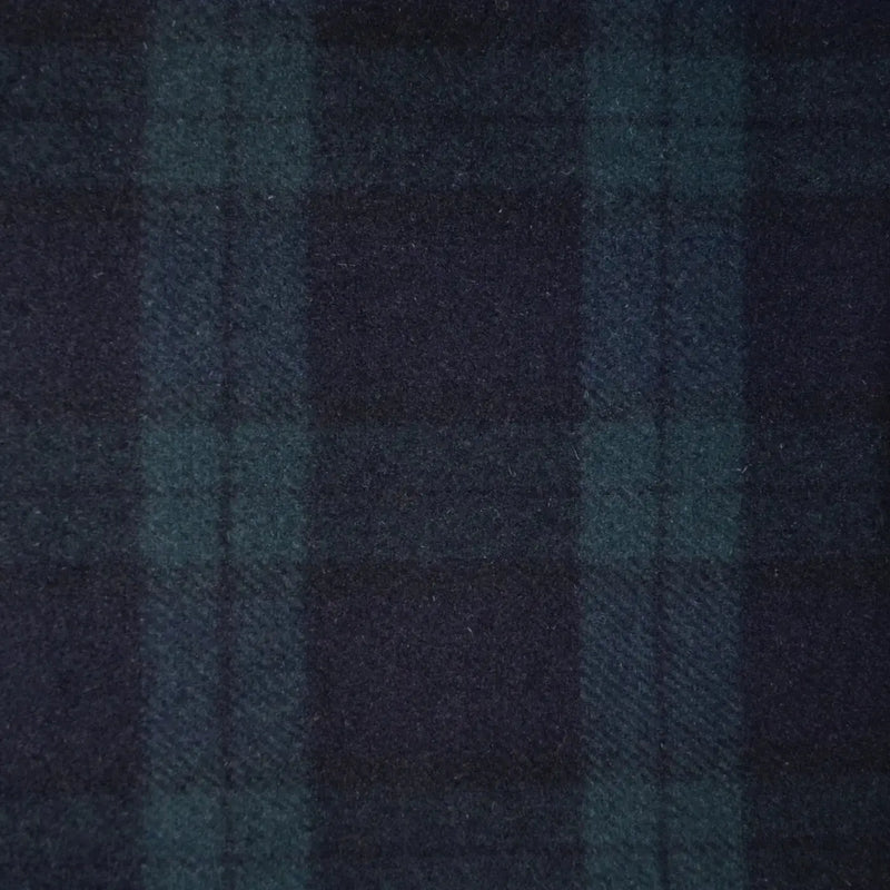 Dark Navy Blue / Black Watch Double Faced Melton Wool Coating - 2.00 Metres Yorkshire Fabric
