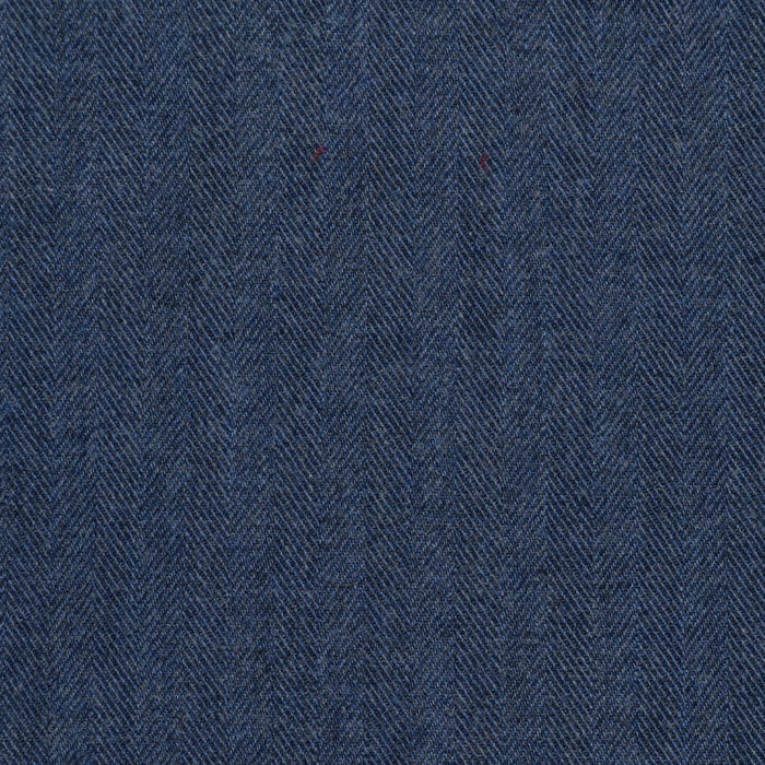 Denim Blue Narrow Herringbone Fine Twill Brushed Cotton Luxury Shirting
