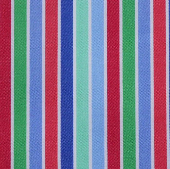 Green, Blue and Red Multi Stripe Cotton Shirting