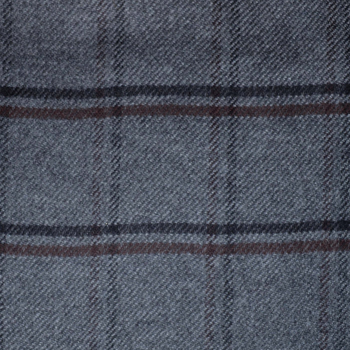 Grey with Brown and Dark Grey Double Check Lambswool & Cashmere Jacketing - 2.00 Metres