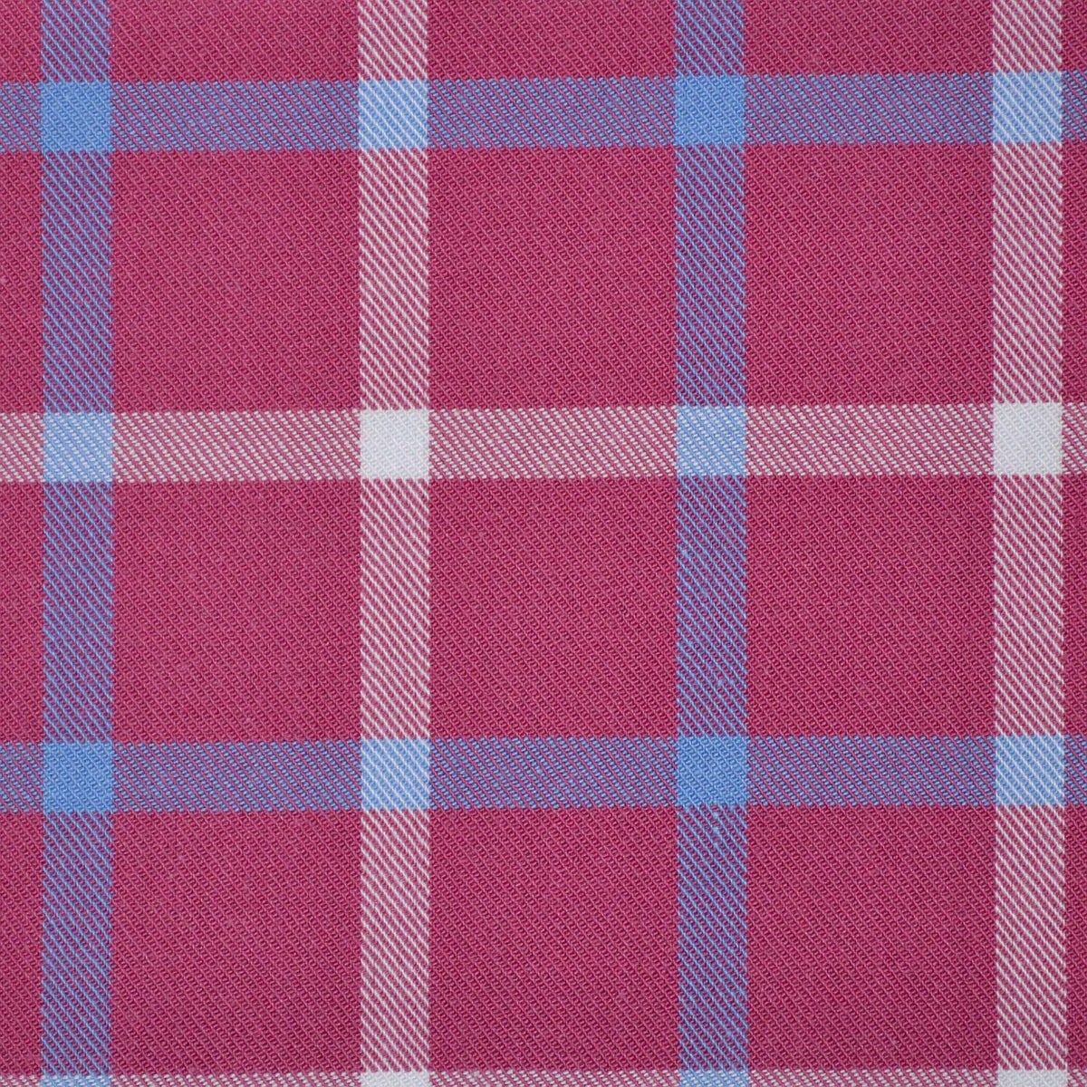 Hot Pink with White and Blue Box Check Cotton Shirting