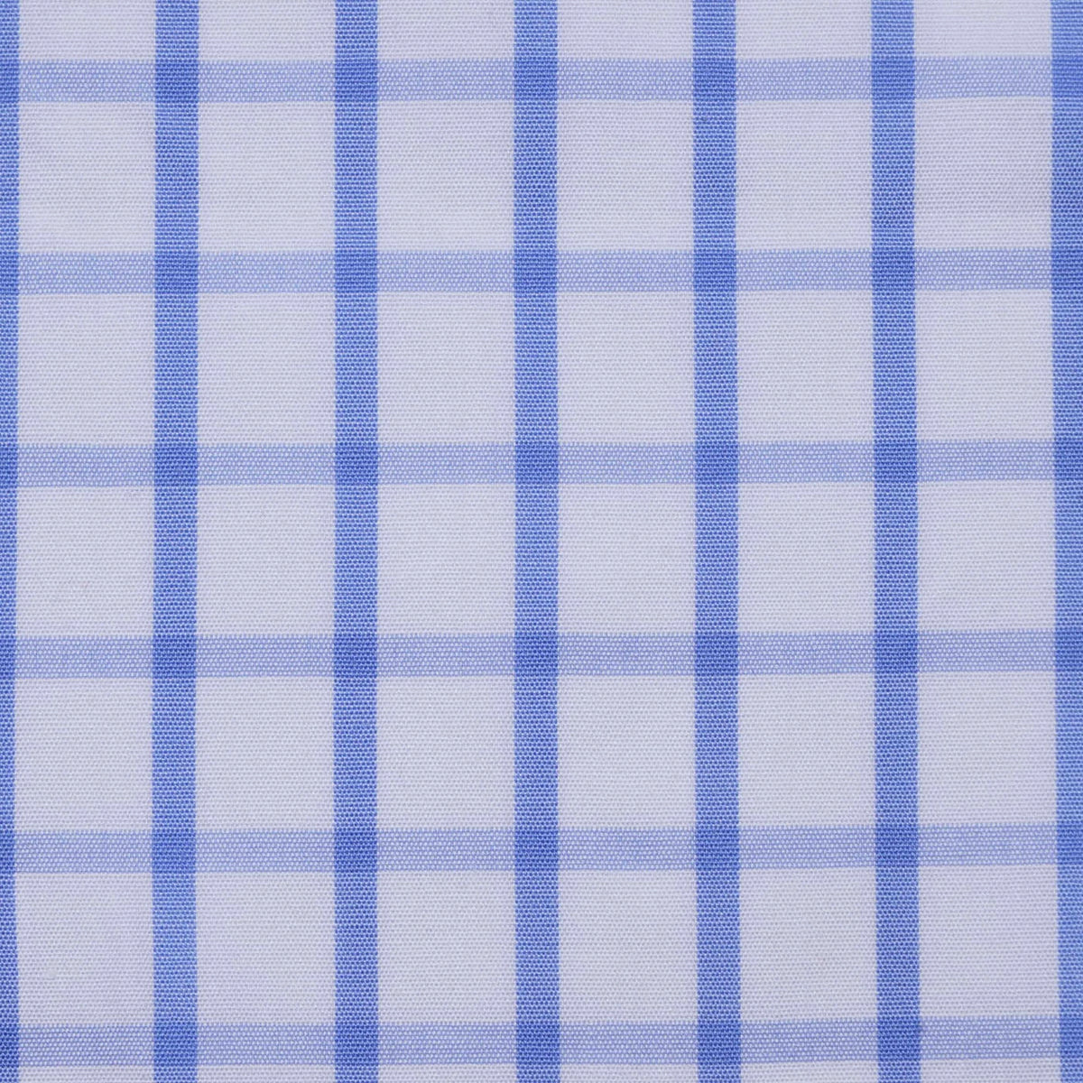 Light Blue and White Box Check Cotton Shirting