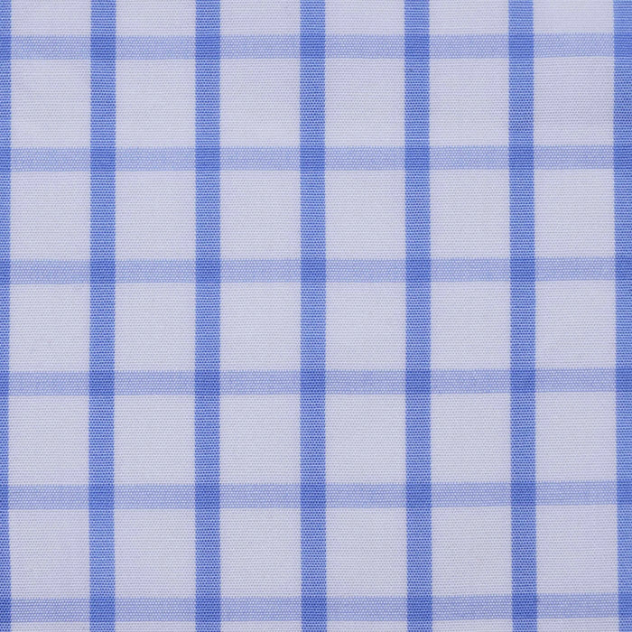 Light Blue and White Box Check Cotton Shirting
