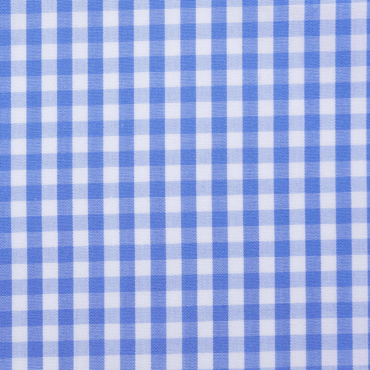 Light Blue and White Large Gingham Check Cotton Shirting