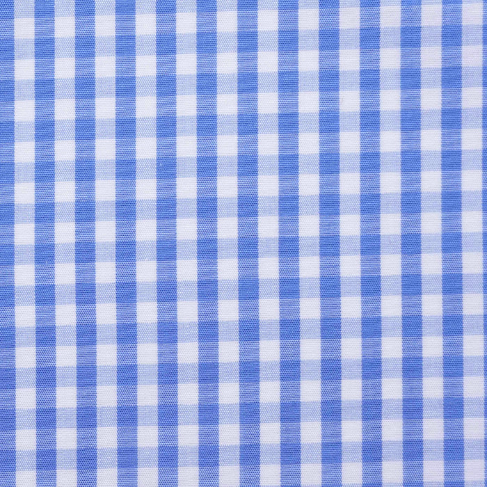 Light Blue and White Large Gingham Check Cotton Shirting