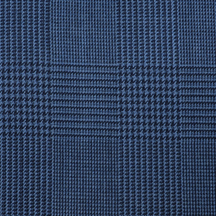 Medium Blue Glen Check Super 100's All Wool Suiting By Holland & Sherry
