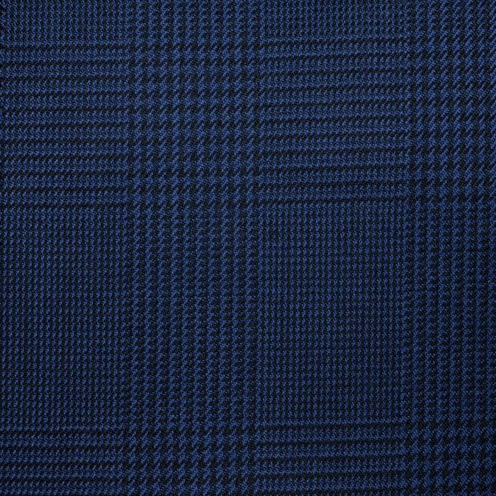 Navy Blue Glen Check Super 100's All Wool Suiting By Holland & Sherry
