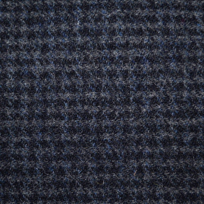 Navy Blue and Dark Grey Small Block Check All Wool Tweed - 2.00 Metres