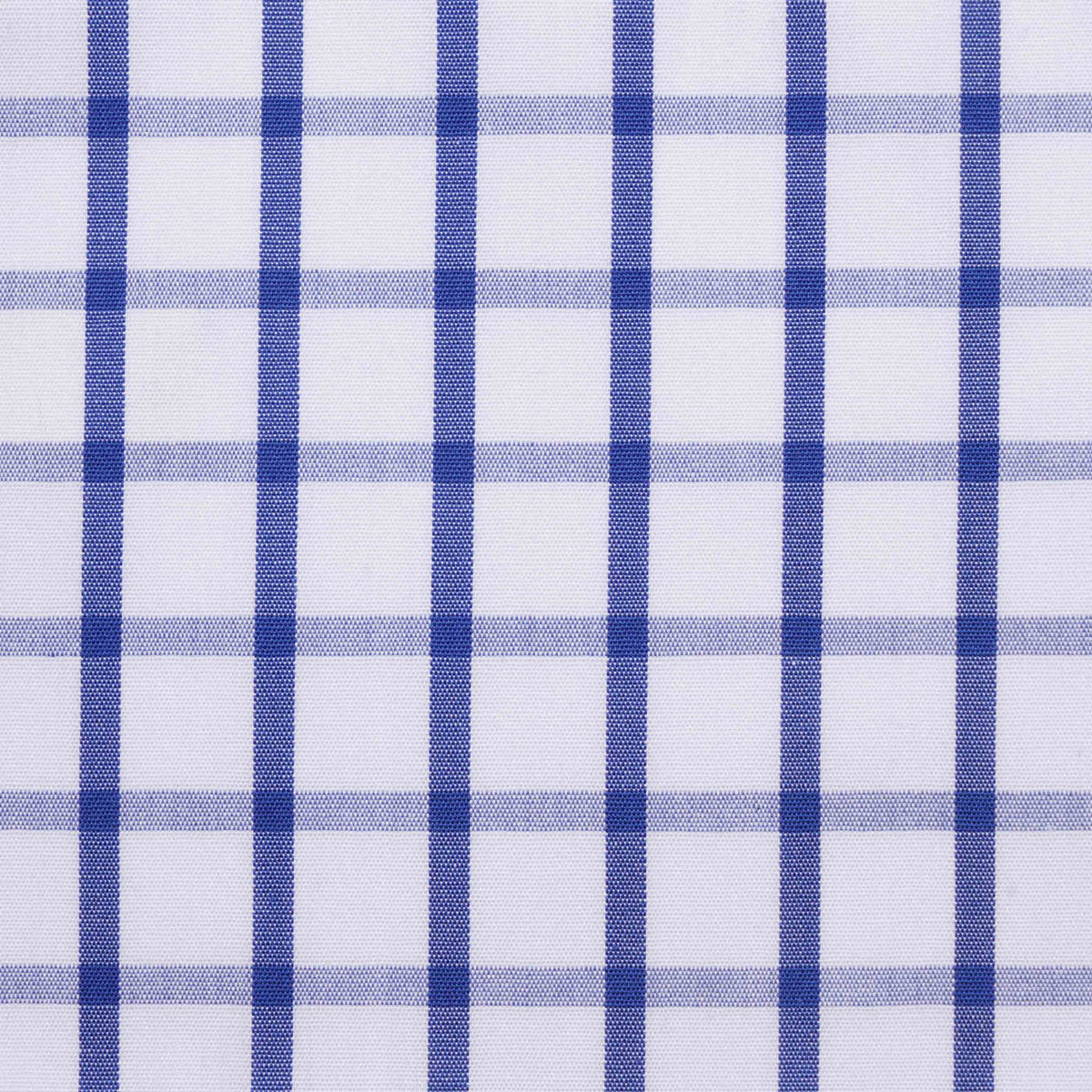 Navy Blue and White Box Check Cotton Shirting