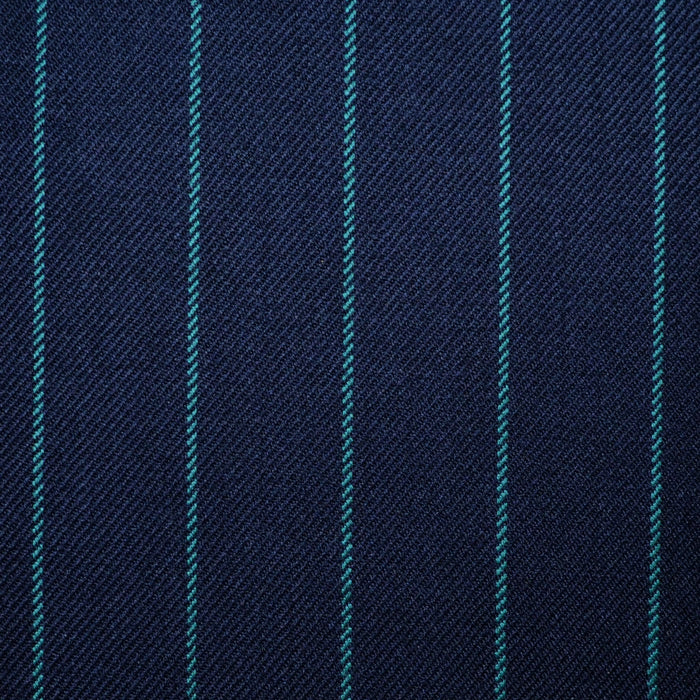 Navy Blue with Green Chalk Stripe Super 100's All Wool Suiting By Holland & Sherry