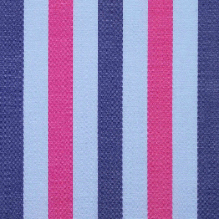 Navy, Light Blue and Hot Pink Multi Stripe Cotton Shirting