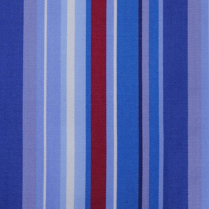 Navy, Royal, Red and White Multi Stripe Cotton Shirting