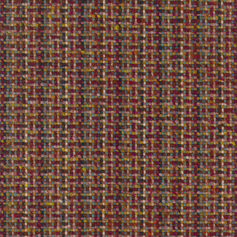 Orange, Burgundy and Blue Basket Weave Wool Tweed