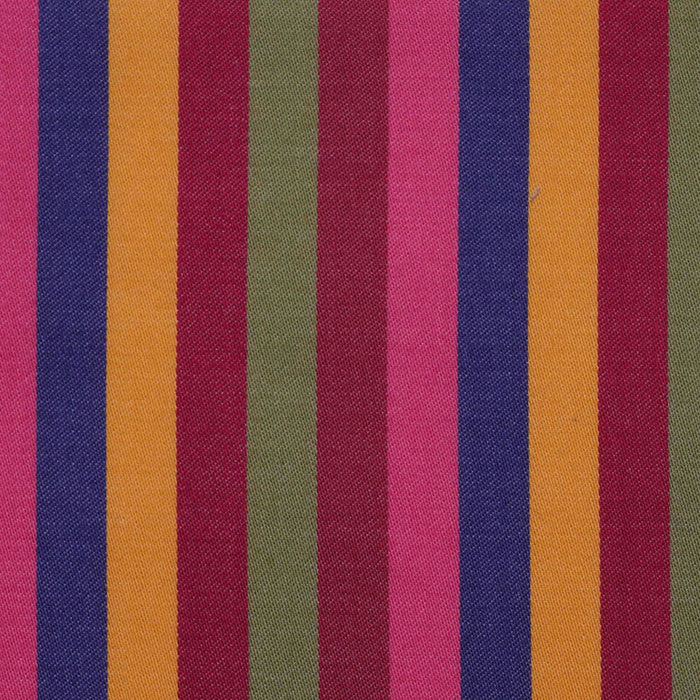 Orange, Wine, Purple and Moss Green Multi Stripe Cotton Shirting
