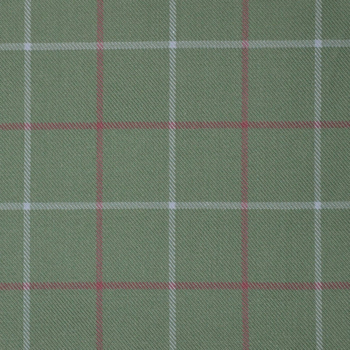 Pea Green with Pink and White Box Check Cotton Shirting