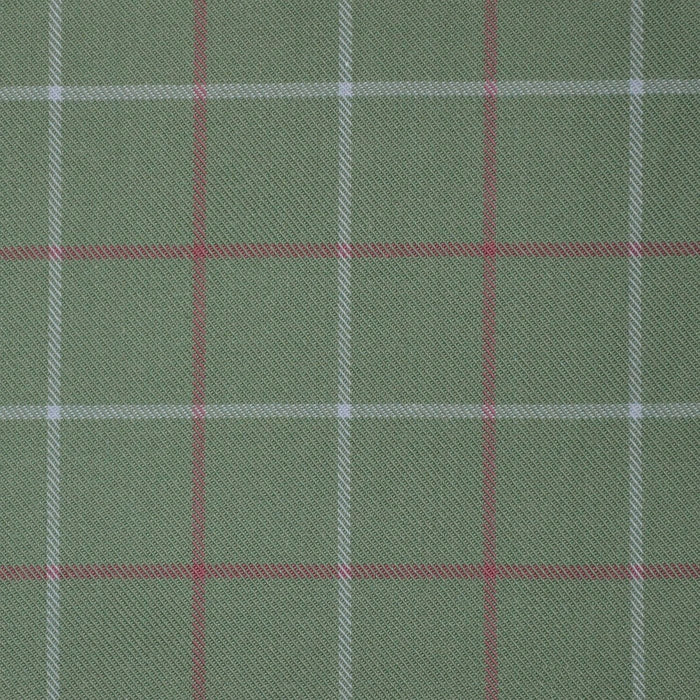 Pea Green with Pink and White Box Check Cotton Shirting