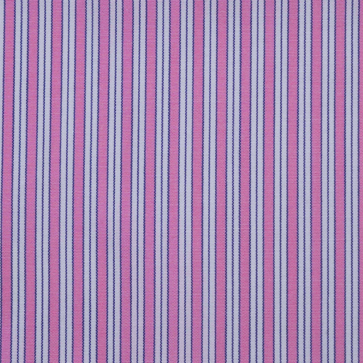 Pink, White & Blue Stripe Cotton Shirting
