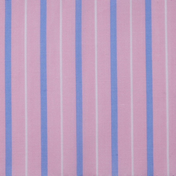 Pink with Blue & White Stripe Cotton Shirting