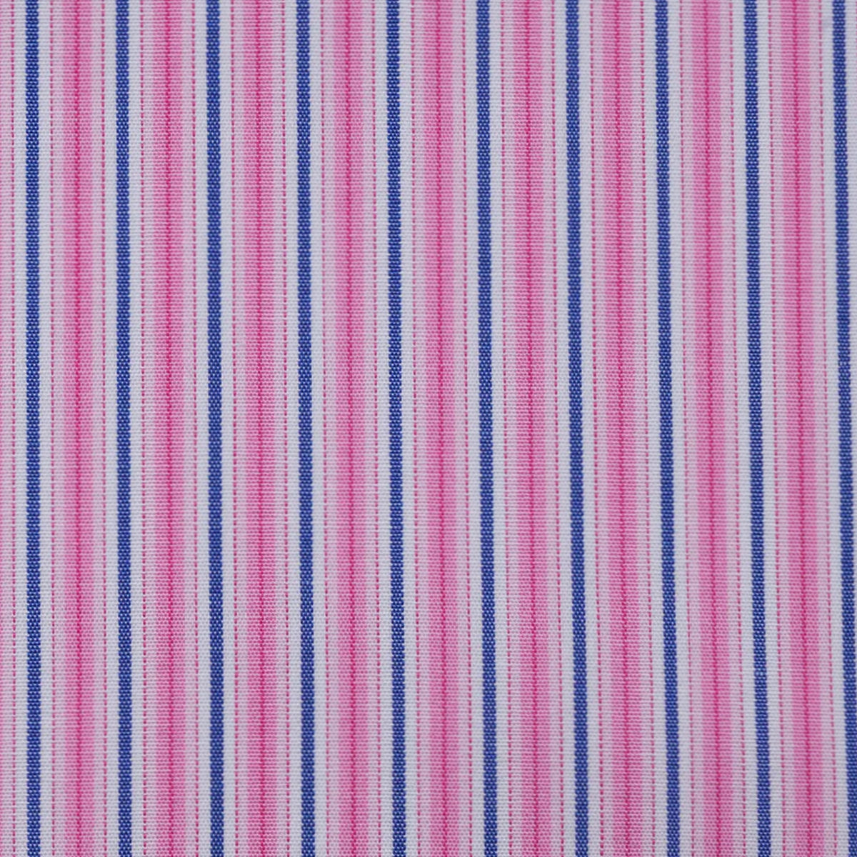 Pink with White & Blue Stripe Cotton Shirting