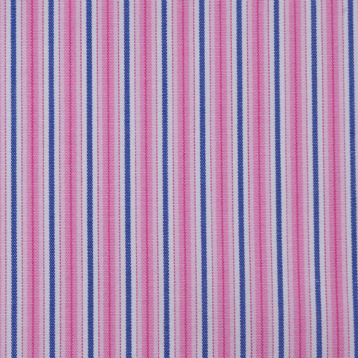 Pink with White & Blue Stripe Cotton Shirting