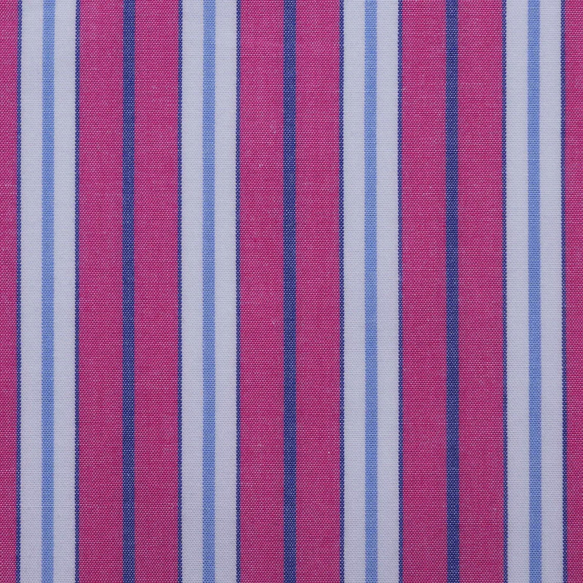 Pink with White and Blue Multi Stripe Cotton Shirting
