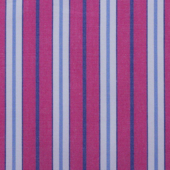 Pink with White and Blue Multi Stripe Cotton Shirting
