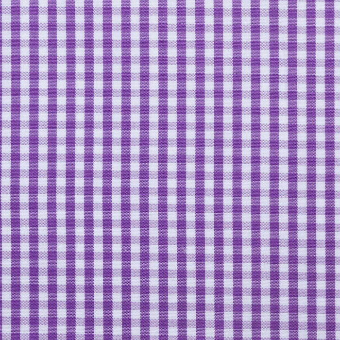 Purple & White Gingham Check Cotton Shirting

