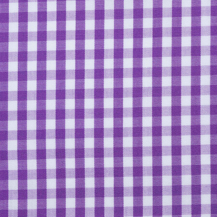 Purple and White Large Gingham Check Cotton Shirting