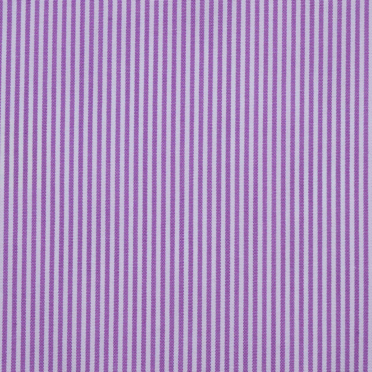 Purple and White Narrow Stripe Cotton Shirting